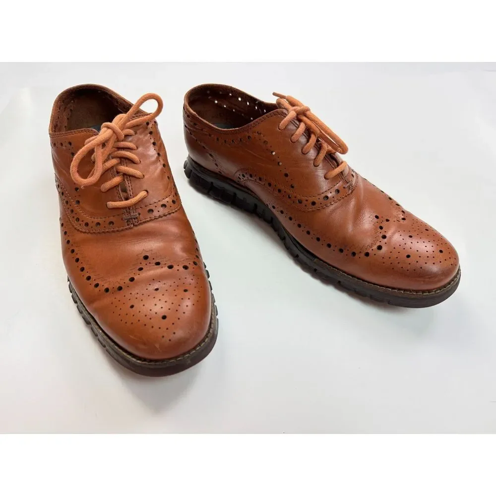 Cole Haan ZERGRAND Remastered Wingtip Oxford Mens‎ 9M Brown Leather Lace-up